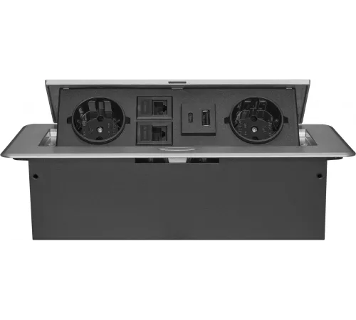 Розетка Cactus CS-SOCKET-EU2-USBA/C-NET для столешницы серый