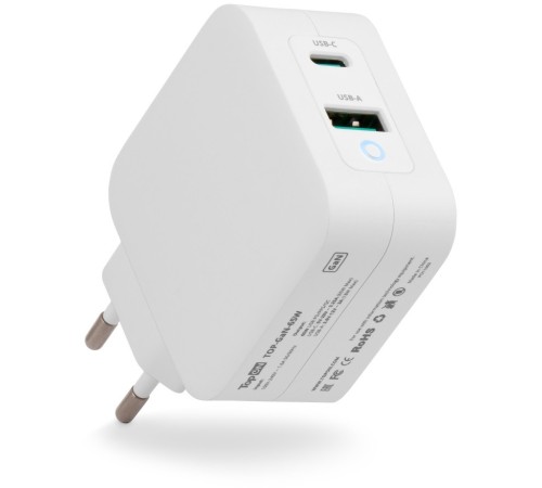 Блок питания TopON TOP-GaN-65W автоматический 65W 5V-20V 3.25A 2xUSB от бытовой электросети LED индикатор Блок питания TopON TOP-GaN-65W автоматический 65W 5V-20V 3.25A 2xUSB от бытовой электросети LED индикатор