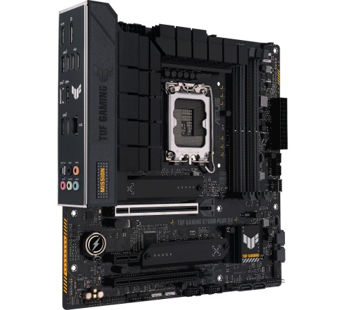 Материнская плата ASUS TUF GAMING B760M-PLUS D4, LGA1700, B760, 4*DDR4, HDMI+DP, 4xSATA3 + RAID, M2, Audio, Gb LAN, USB 3.2, USB 2.0, mATX; 90MB1DI0-M0EAY0 (TUF GAMING B760M-PLUS D4)