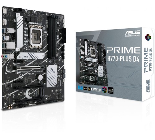Материнская плата ASUS PRIME H770-PLUS D4, LGA1700, H770, 4*DDR4, HDMI+DP, 4xSATA3 + RAID, M2, Audio, Gb LAN, USB 3.2, USB 2.0, ATX; 90MB1CU0-M0EAY0 (PRIME H770-PLUS D4)