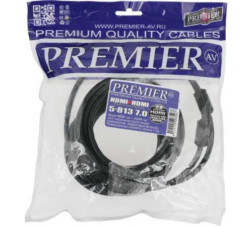 Кабель соединительный аудио-видео Premier 5-813 HDMI (m)/HDMI (m) 7м. феррит.кольца черный (5-813 7.0)