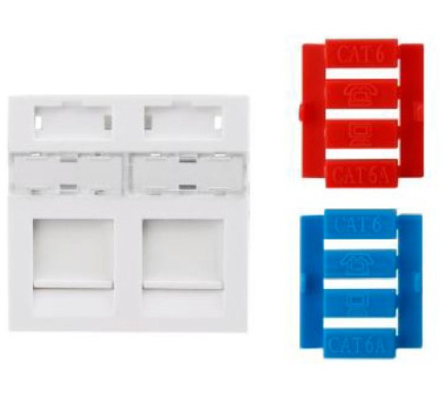 Hyperline SIP3-2K-M45-45 Вставка 45x45 (аналог Mosaic) для 2х модулей Keystone Jack, со шторками