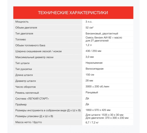 Триммер бензиновый Starwind GT-52 2200Вт 3л.с. неразбор.штан. реж.эл.:леска/нож Триммер бензиновый Starwind GT-52 2200Вт 3л.с. неразбор.штан. реж.эл.:леска/нож