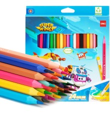 Карандаши цв. Deli EC126-24 Super Wings шестигран. пластик кор.европод. (24шт)