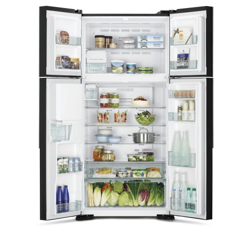 Холодильник Hitachi R-W660PUC7X GBK 2-хкамерн. черное стекло (двухкамерный)