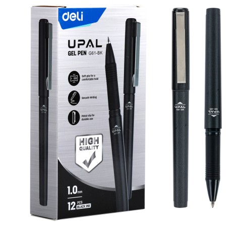 Ручка гелев. Deli Upal EG61-BK черн d=1мм черн. черн.