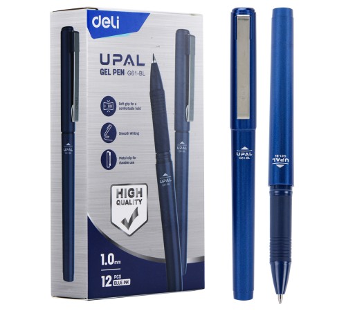Ручка гелев. Deli Upal EG61-BL синий d=1мм син. черн.