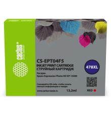 Картридж струйный Cactus CS-EPT04F5 478XL красный (13.2мл) для Epson Expression Photo HD XP-15000