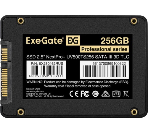 Накопитель SSD 2.5" 256GB ExeGate NextPro+ UV500TS256 (SATA-III, 3D TLC) (EX280462RUS) Накопитель SSD 2.5" 256GB ExeGate NextPro+ UV500TS256 (SATA-III, 3D TLC) (EX280462RUS)
