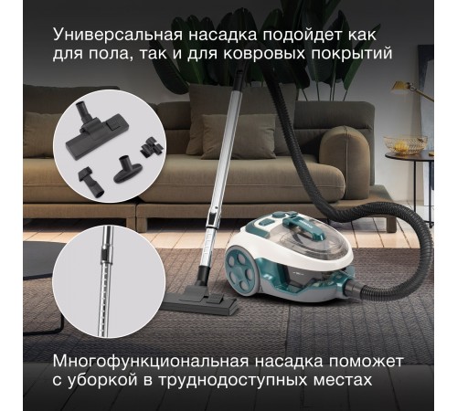 Пылесос Hyundai HYV-C3500 2220Вт белый/бирюзовый Пылесос Hyundai HYV-C3500 2220Вт белый/бирюзовый