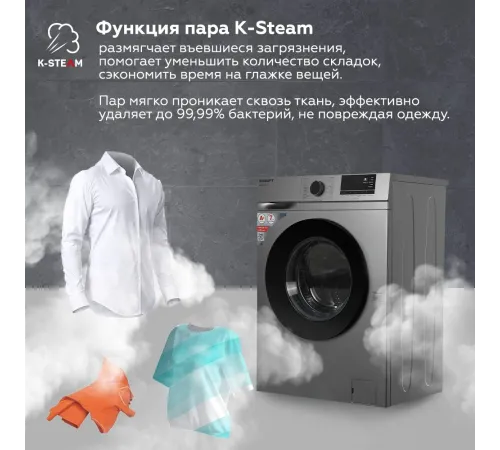 Стиральная машина Kraft KF-MDS7107G класс: A+ загр.фронтальная макс.:7кг серый