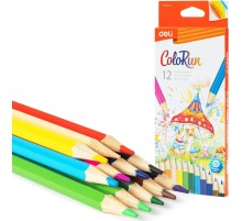 Карандаши цв. Deli EC130-12 ColoRun шестигран. дерево 12цв. коробка/европод. (12шт)