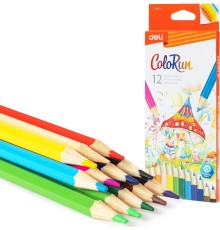 Карандаши цв. Deli EC130-12 ColoRun шестигран. дерево 12цв. коробка/европод. (12шт)