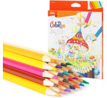 Карандаши цв. Deli EC130-24 ColoRun шестигран. дерево 24цв. коробка/европод. (24шт)