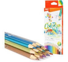 Карандаши цв. Deli EC127-12 ColoRun шестигран. дерево 12цв. коробка/европод. (12шт)