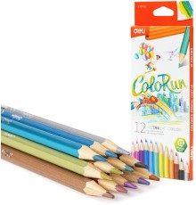 Карандаши цв. Deli EC127-12 ColoRun шестигран. дерево 12цв. коробка/европод. (12шт)