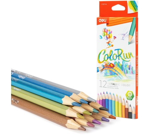 Карандаши цв. Deli EC127-12 ColoRun шестигран. дерево 12цв. коробка/европод. (12шт) Карандаши цв. Deli EC127-12 ColoRun шестигран. дерево 12цв. коробка/европод. (12шт)