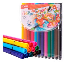 Фломастеры Deli EC157-12 12цв. пакет с европодвесом