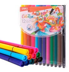 Фломастеры Deli EC157-12 12цв. пакет с европодвесом