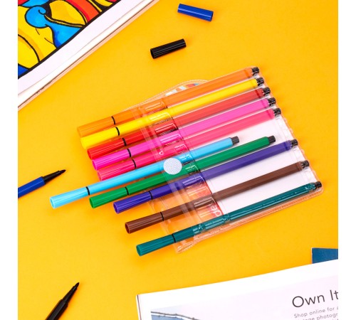 Фломастеры Deli EC157-18 18цв. пакет с европодвесом