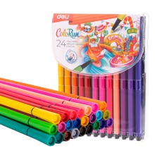 Фломастеры Deli EC157-24 24цв. пакет с европодвесом