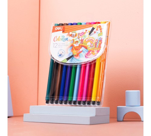 Фломастеры Deli EC157-24 24цв. пакет с европодвесом