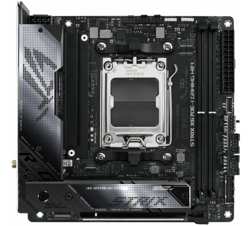 Материнская плата ASUS ROG STRIX X670E-E GAMING WIFI, Socket AM5, X670, 2*DDR5, HDMI + 2xUSB4, 2xSATA3 + RAID, M2, Audio, Gb LAN, USB 3.2, USB 2.0, mIATX; 90MB1B70-M0EAY0 (ROG STRIX X670E-I GAMING WIFI)