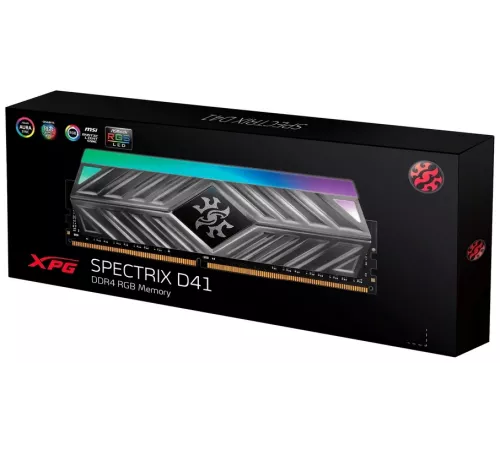 Память DDR4 8GB 3600MHz A-Data AX4U36008G18I-ST41 XPG Spectrix D41 RGB RTL Gaming PC4-28800 CL18 DIMM 288-pin 1.35В с радиатором Ret