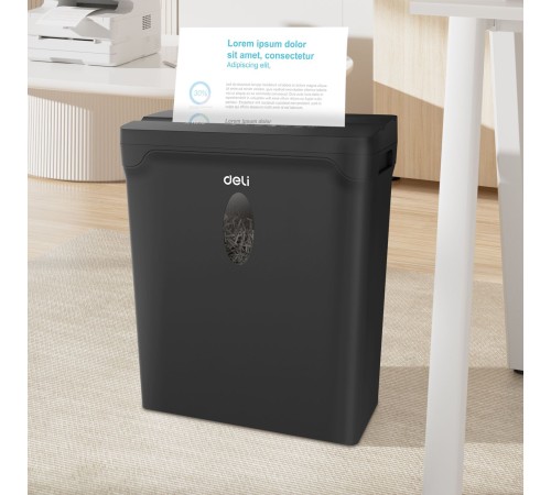 Шредер Deli ET014 черный с автоподачей (секр.P-4) фрагменты 5лист. 10лтр. пл.карты