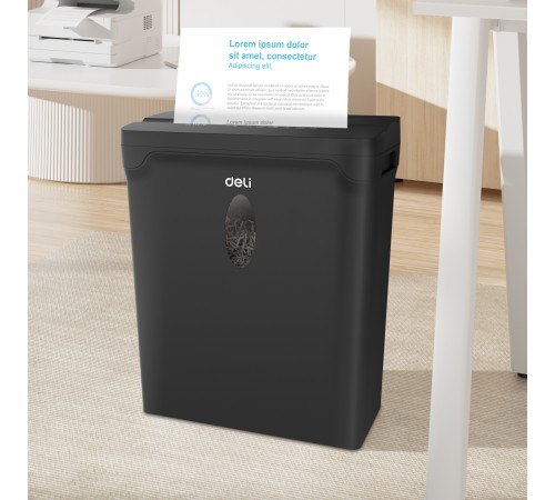 Шредер Deli ET015 черный с автоподачей (секр.P-4) фрагменты 5лист. 10лтр. пл.карты