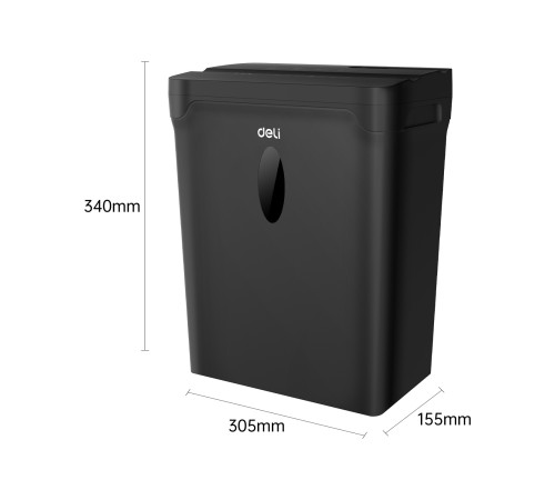 Шредер Deli ET015 черный с автоподачей (секр.P-4) фрагменты 5лист. 10лтр. пл.карты