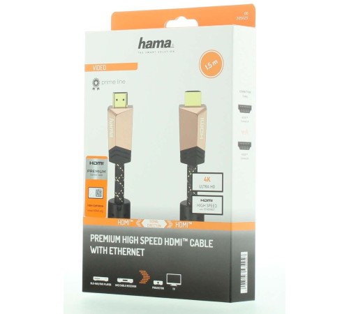 Кабель аудио-видео Hama Premium HDMI (m)/HDMI (m) 1.5м. феррит.кольца позолоч.конт. черный 5зв (00205025)