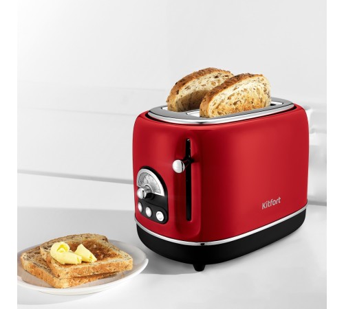 Тостер Kitfort КТ-4004-1 815Вт красный/черный Тостер Kitfort КТ-4004-1 815Вт красный/черный