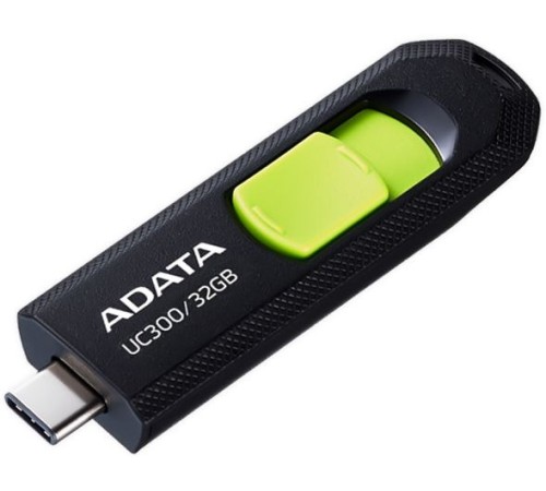 Флеш Диск A-Data 32Gb Type-C UC300 ACHO-UC300-32G-RBK/GN USB3.2 черный/зеленый