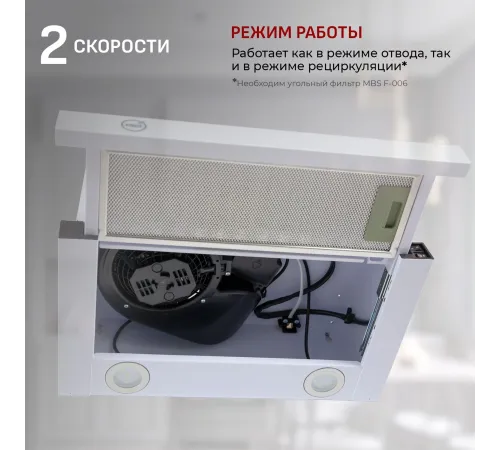 Вытяжка встраиваемая MBS Aralia 160 white белый управление: кнопочное (1 мотор)