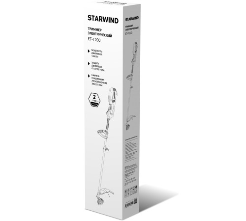 Триммер электрический Starwind ET-1200 1200Вт разбор.штан. реж.эл.:леска/нож упак.:1шт.