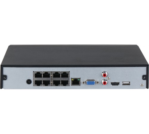 DAHUA DHI-NVR2108HS-8P-I2 8-канальный IP-видеорегистратор с PoE, 4K, H.265+, видеоаналитика, входящий поток до 144Мбит/с, 1 SATA III до 10Тбайт