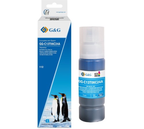 Чернила G&G GG-C13T06C24А №112 голубой70мл для Epson L6550/6570/11160/15150/15160