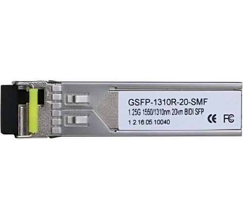 Dahua DH-GSFP-1310R-20-SMF SFP-модуль; LC; до 1.25Гбит/с; до 20км (одномодовое оптоволокно); 1550нм/1310нм