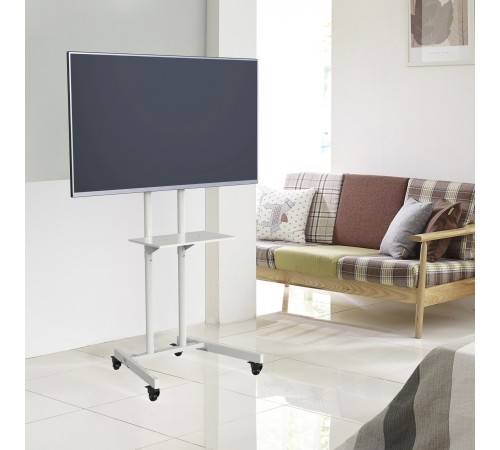 Стойка для телевизора Cactus CS-ST04, 37-70", напольный, мобильный,  белый  [cs-st04wt]