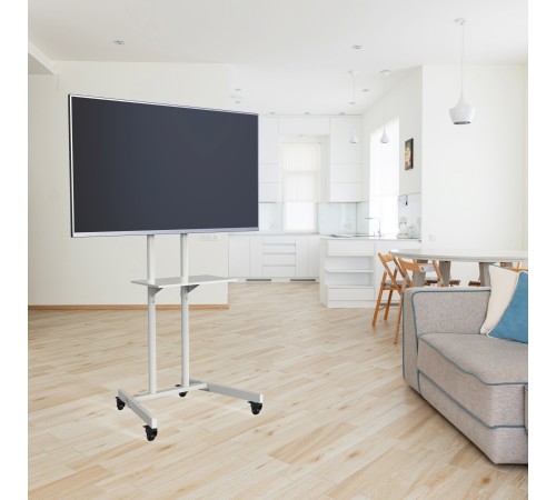 Стойка для телевизора Cactus CS-ST04, 37-70", напольный, мобильный,  белый  [cs-st04wt]
