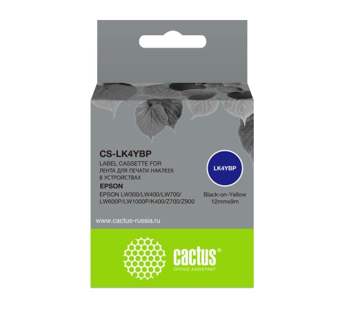 Картридж ленточный Cactus CS-LK4YBP черный для Epson LW300/LW400/LW700/LW600P/LW1000P