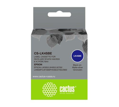 Картридж ленточный Cactus CS-LK4SBE черный для Epson LW300/LW400/LW700/LW600P/LW1000P