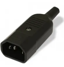 Hyperline CON-IEC320C14 Разъем IEC 60320 C14 220В 10A на кабель (плоские выступающие штыревые контакты в пластиковом обрамлении), прямой