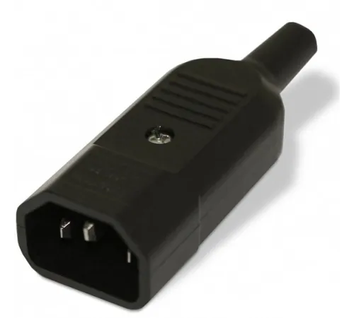 Hyperline CON-IEC320C14 Разъем IEC 60320 C14 220В 10A на кабель (плоские выступающие штыревые контакты в пластиковом обрамлении), прямой
