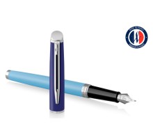Ручка перьев. Waterman Hemisphere Colour Blocking (2179924) Blue CT F сталь нержавеющая подар.кор.