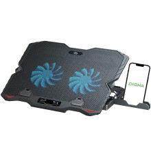 Подставка для ноутбука Digma D-NCP150-2 15.6"360x260x27мм 38дБ 2xUSB 2x 120ммFAN 650г металл/пластик черный