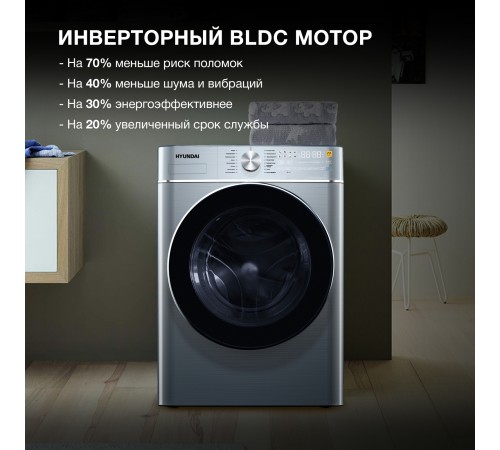 Стиральная машина Hyundai WME9413 класс: A++ загр.фронтальная макс.:10кг темно-серебристый