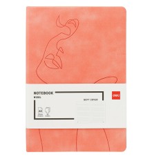 Блокнот Deli EN126LORANGE A5 210х143мм искусст. кожа 96л линейка мягкая обложка оранжевый