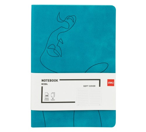 Блокнот Deli EN126LGREEN A5 210х143мм искусст. кожа 96л линейка мягкая обложка бирюзовый
